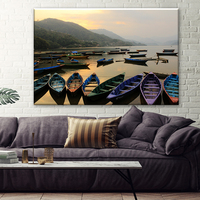 Impression de paysage du Népal, lac de Fewa, Pokhara, peintures décoratives pour la décoration de la maison