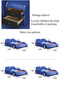 Оптовая продажа с фабрики, современные комплекты мебели для детской спальни, синяя детская кровать для мальчика, роскошные детские автомобили, кожаные кровати, детская кровать для гоночного автомобиля - Product Image 6