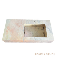 Lavabo rectangulaire en marbre Rosa Portugallo naturel Cammy Stone, finition polie, pour salle de bain, meuble-lavabo, hôpital, salle à manger