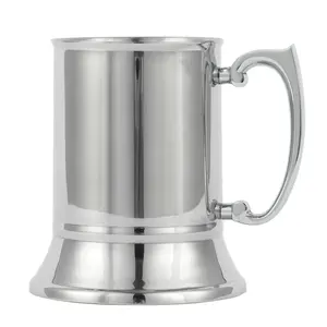 RTS 420ml Mirror Finished Beer Mug with Handle Creative Design Steel Beer Mug for Cocktail and Wine Party