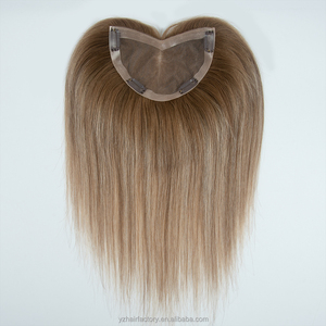 Topper de Cabello Humano Natural Rubio Balayage con Parte en V para Mujer, Mono Lace, en Stock - Product Image 3