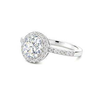 Anillo de Compromiso de Lujo con Diamante Solitario de 1.0ct Cultivado en Laboratorio y Piedras Decorativas - Product Image 4
