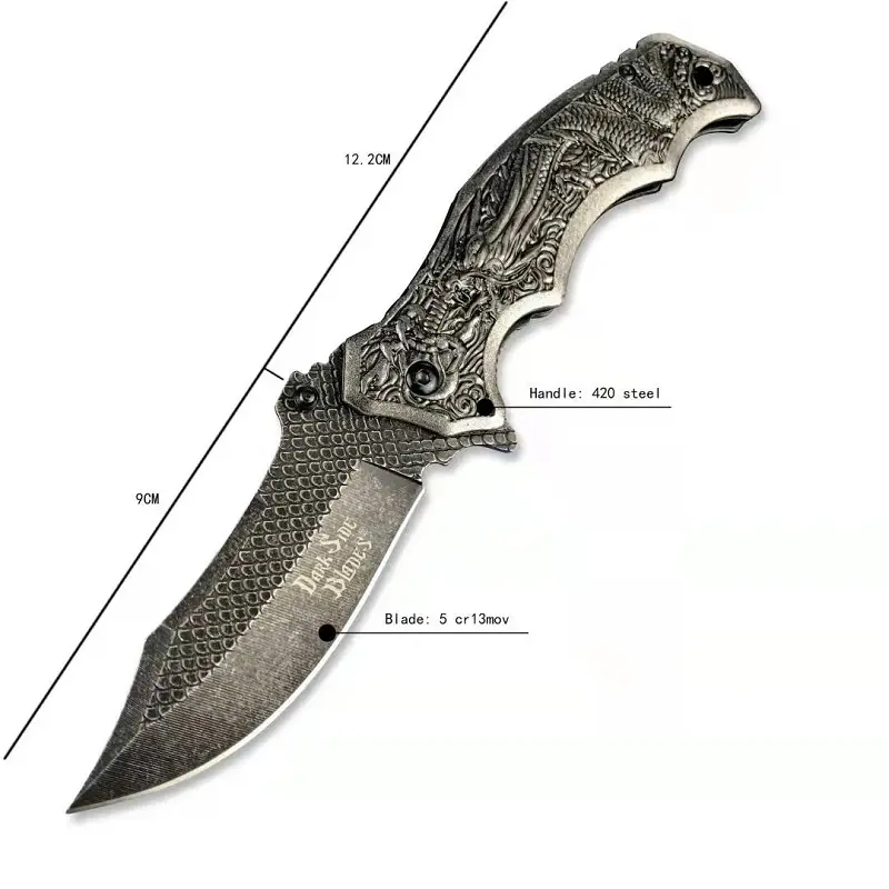 Stone wash relief surface all steel camping outdoor hunting survival folding knife