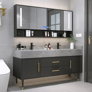 American style bathroom cabinet floor-standing Stainless steel bathroom vanity antique washbasin combination