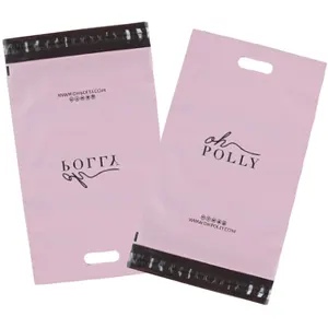 कस्टम मुद्रित चिपकने वाला आंसू मेलिंग पोस्ट पोस्टेज हैंडल बैग कपड़े के लिए गुलाबी कूरियर मेलिंग बैग