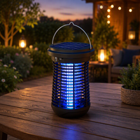 Lanterne anti-moustiques solaire d'extérieur avec poignée en métal et piquet de fixation pour jardin et camping