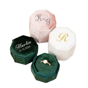 Caja de joyería de moda cuadrada de gama alta personalizada, embalaje de anillo, pendientes de franela, anillos dobles, regalos de boda - Product Image 5