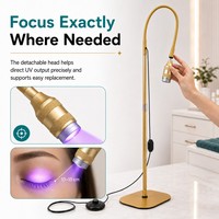 Lámpara UV para Pestañas con Soporte de Pie, 6W, Potencia Ajustable, Luz LED UV de 395-400nm para Curado de Extensiones de Pestañas, con Pedal Silencioso