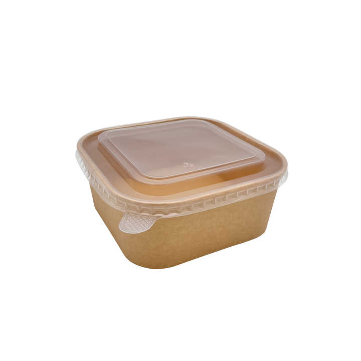 Rectangle Paper Bowl with Lid/ Square Shape Salad Bowl/ Takeaway Paper ...