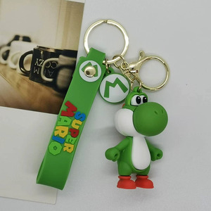 Porte-clés mousqueton Mario Yoshi <span class=keywords><strong>3D</strong></span> <span class=keywords><strong>en</strong></span> PVC souple, figurine de dessin animé, décoration de sac à dos, pendentif pour clé de voiture, cadeau promotionnel tissé, porte-clés - Product Image 3