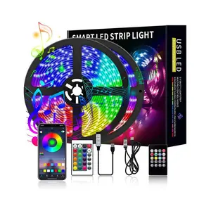 5V 16/18/30/60leds 5m 10m IR BT Smart Music APP Remote Control LED Flexible LED RGB Light Strip Kit 5050 changing light