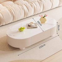 Table basse ovale moderne simple en ardoise crème pour petite maison ou appartement rangement pour thé et salon