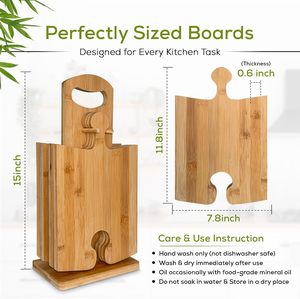 Juego de tablas de cortar de bambú entrelazadas, 4 piezas, bandeja modular individual para aperitivos con soporte para copas de vino y base - Product Image 6