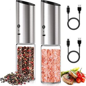 USB Rechargeable Electric Spice <b>Grinder</b> with Stainless Steel and Ceramic Burr Glass Jar Salt and <b>Pepper</b> <b>Grinder</b> - Product Image 1