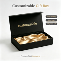 Boîte cadeau à fermeture magnétique personnalisée, carton rigide écologique recyclable, doublure en tissu satiné doré, emballage cadeau de luxe, logo OEM