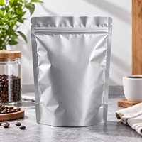 Sac en aluminium argenté de haute qualité ECO, refermable avec fermeture éclair, résistant à l'humidité, pour l'emballage du thé, logo personnalisé