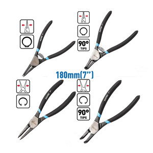 For FIXTEC Professional 7\" 180mm Steel <b>Pliers</b> <b>Set</b> Straight/Bent Head Internal/External Snap Ring Circlip Hand Tool OEM FHCP701/ - Product Image 1