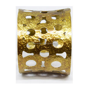 2025 Christmas African Gold Square <b>Leaf</b> Hammered Brass Gold Jewelry Armband Bracelets <b>Light</b> Weight Lock Bracelet - Product Image 1