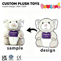 Boneka Plush Kustom Personalisasi, Boneka Tikus Plush Menggemaskan dengan Label Kustom untuk Souvenir Merek dan Hadiah
