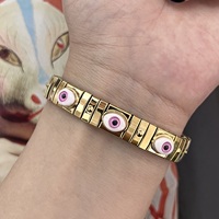 2025 mode bijoux or Bracelets haute qualité alliage de cuivre à la mode élastique pour mariage femmes Couple cadeau amitié oeil charme