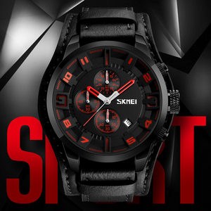SKMEI men's square chronograph watch Luxury stainless steel wristwatch Black dial with <b>date</b> 30M waterproof quartz watch - Product Image 1