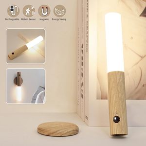 Luces Nocturnas Recargables <span class=keywords><strong>con</strong></span> Sensor de <span class=keywords><strong>Movimiento</strong></span>, Sensor Corporal Magnético, Portátiles, Alimentadas por Batería. Aplique de Pared de Madera. - Product Image 4
