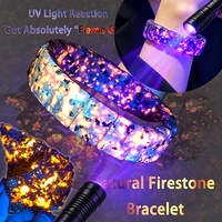 Bracelets extensibles de luxe en pierre Yooperlite, perles plates carrées, bracelets lumineux UV, bracelet épais en pierre naturelle, bracelet pour homme