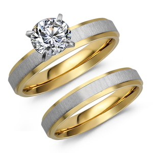Anelli di Fidanzamento Multistrato Personalizzati Placcati in Oro 18K con Zirconi Cubici, Anello Nuziale di Tendenza in Acciaio Inossidabile per Donna - Product Image 3