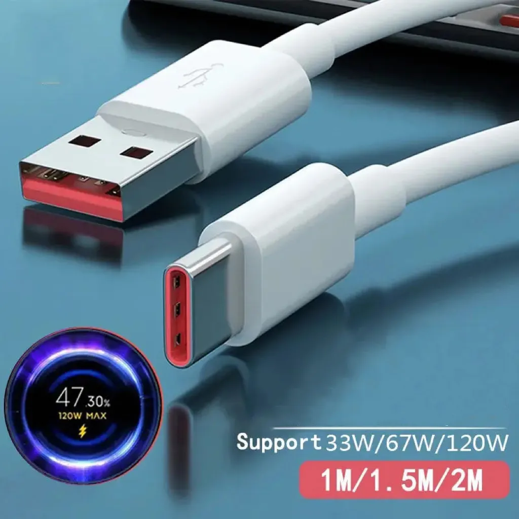 Toptan 120W şarj aleti kablosu USB tip C 6A kablo için Xiaomi Civi 11T Pro Redmi not 11 Pro + siyah köpekbalığı 4SPro 67W