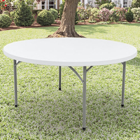 Table Ronde Pliante en Plastique Blanche pour Extérieur, Banquet, Mariage, Jardin, Événements, Restaurant – Vente Directe Usine