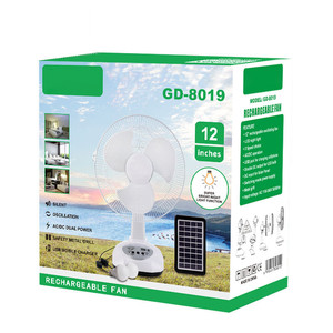 GDTIMES 12인치 태양광 AC/DC 충전식 LED 라이트 테이블 팬 USB 포트 단일 풍속 냉각 데스크탑 팬 - Product Image 4