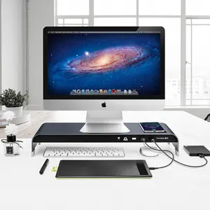 Vaydeer 键盘和鼠标存储书桌组织者 USB 3.0 传输数据和充电铝显示器支架