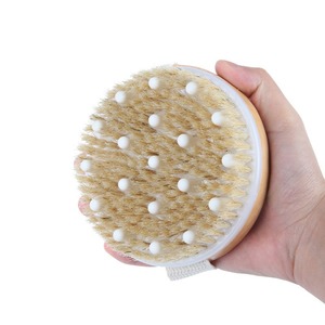 Cepillo de Baño Hemu, Cepillo de Masaje y Exfoliación, Forma Ovalada, Uso en Seco y Húmedo, Herramienta de Limpieza de Espalda con Pelo de Cerdo - Product Image 1