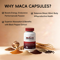 BASE OEM Capsules de Maca Extra Fortes 1900mg Énergisant Entièrement Naturel pour l'Équilibre Hormonal, l'Énergie et l'Endurance Adulte 60 Capsules
