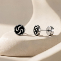 Pendientes de Acero Quirúrgico 316L con Símbolo Om Espiritual, Disco Redondo, Cruz Gótica, Yoga, Zen, para Piercing de Tragus y Hélix