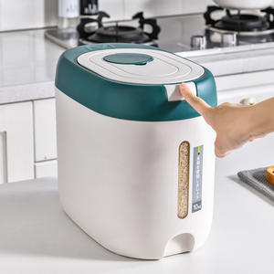 Contenedor de almacenamiento de arroz con tapa abatible de estilo japonés, 10L, sellado hermético para cocina, caja de almacenamiento de cereales, forma rectangular - Product Image 5