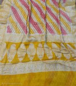 ผ้าซิ่นกัตติจอร์เจตต์ บานาราซี แท้ๆ ทอมือแบบดั้งเดิม ลายปักซารีประณีต หรูหรา ทิ้งตัวสวยงาม ป้องกันแสงแดด แห้งเร็ว ใช้ได้ทุกโอกาส - Product Image 4