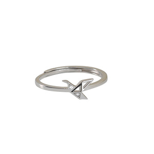 Origami Crane Ring 925 Sterling Silver Adjustable Women's Jewelry Gift Geometric Design Index Finger - Product Image 4
