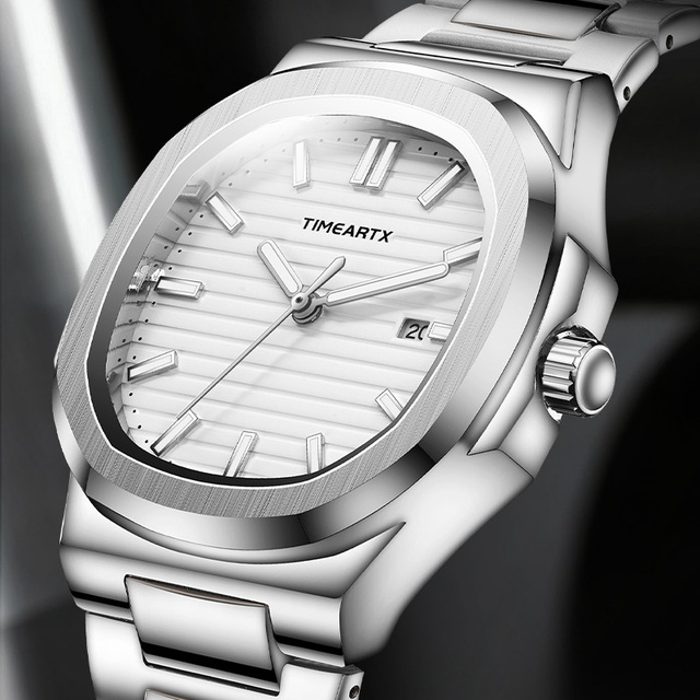 TIMEARTX New Men Quartz Watch Waterproof Luminous Simple Square Case Alloy Wristwatch Luxury Date Watches Analog Watch TA-5610