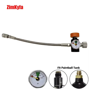 ชุดสายถักพร้อมอะแดปเตอร์เติมลม CO2 ของ HP ขนาด 10 นิ้ว พร้อมเกจวัดแรงดัน 3000psi หรือ 5000psi, ข้อต่อขนาด 8 มม., วาล์วไล่อากาศ ใช้ได้กับถังขนาด G1/2-14 - Product Image 2