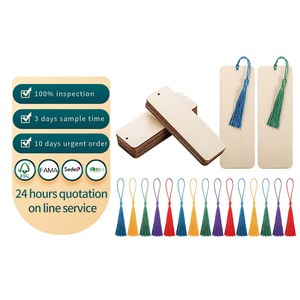 ป้ายแขวนทำจากไม้สำหรับตกแต่งที่คั่นหนังสือรูปทรงสี่เหลี่ยมผืนผ้าว่างเปล่ามีรูและพู่สำหรับตกแต่งงานเลี้ยงวันเกิดงานแต่งงาน - Product Image 1