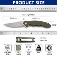 Couteau de camping pliable personnalisé, couteau de poche tactique, acier 8CR13MOV, manche G10, couteau utilitaire à ouverture rapide, couteau de chasse, outil portable T0059