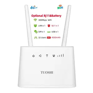 Tuoshi Mini Portabel Unlocked Suara Panggilan Voip RJ11 CPE Modem Nirkabel 300Mbps Mobile Wi Fi 4G Lte Sim Router 3G 4G Lte Harga Murah