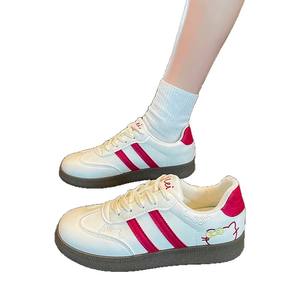 Baskets en daim blanc de <span class=keywords><strong>style</strong></span> allemand <span class=keywords><strong>vintage</strong></span> pour femmes, chaussures de sport décontractées, semelles épaisses, lacets, souples, printemps automne, étudiantes - Product Image 2