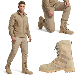 DSF22 717 Beige Suede Tactical <b>Boots</b> Men Outdoor All Season Waterproof <b>Hiking</b> <b>Boot</b> - Product Image 3