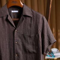 Kemeja Linen Pria Lengan Pendek Polos 100% Rami Murni Musim Panas Ringan Bernapas Lembut Dicuci Kasual Logo Kustom ODM