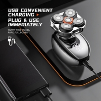 Tondeuse rotative 5D pour crâne chauve, rasoir électrique sans fil rechargeable pour hommes, étanche IPX6, lame magnétique, utilisation humide et sèche, pour voyage et toilettage
