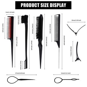 Juego de Peines para Mujer al por Mayor, Peines para Peinar, Peines de Cola de Rata, Juego de Cepillos para el Cabello para Niñas, Cepillo para Bordes, Desenredante para el Cabello - Product Image 3