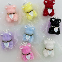 Breloques en résine époxy Ours de dessin animé avec couronne, entièrement recouvertes de strass, pour pendentif de sangle de téléphone DIY, idéales pour la décoration de cadeaux