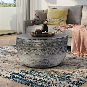 Home Edition Modern Textured Concrete Coffee <b>Table</b> Handmade Contemporary Living Room Furniture - Product Image 1